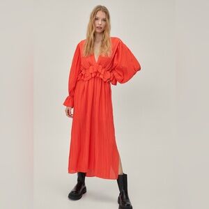 Nasty Gal Red Platted Dress Like New Size 8